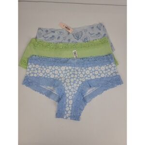 Victoria's Secret PINK Panties 3 Pack Blue Mermaid Floral Green Lace Hipster M